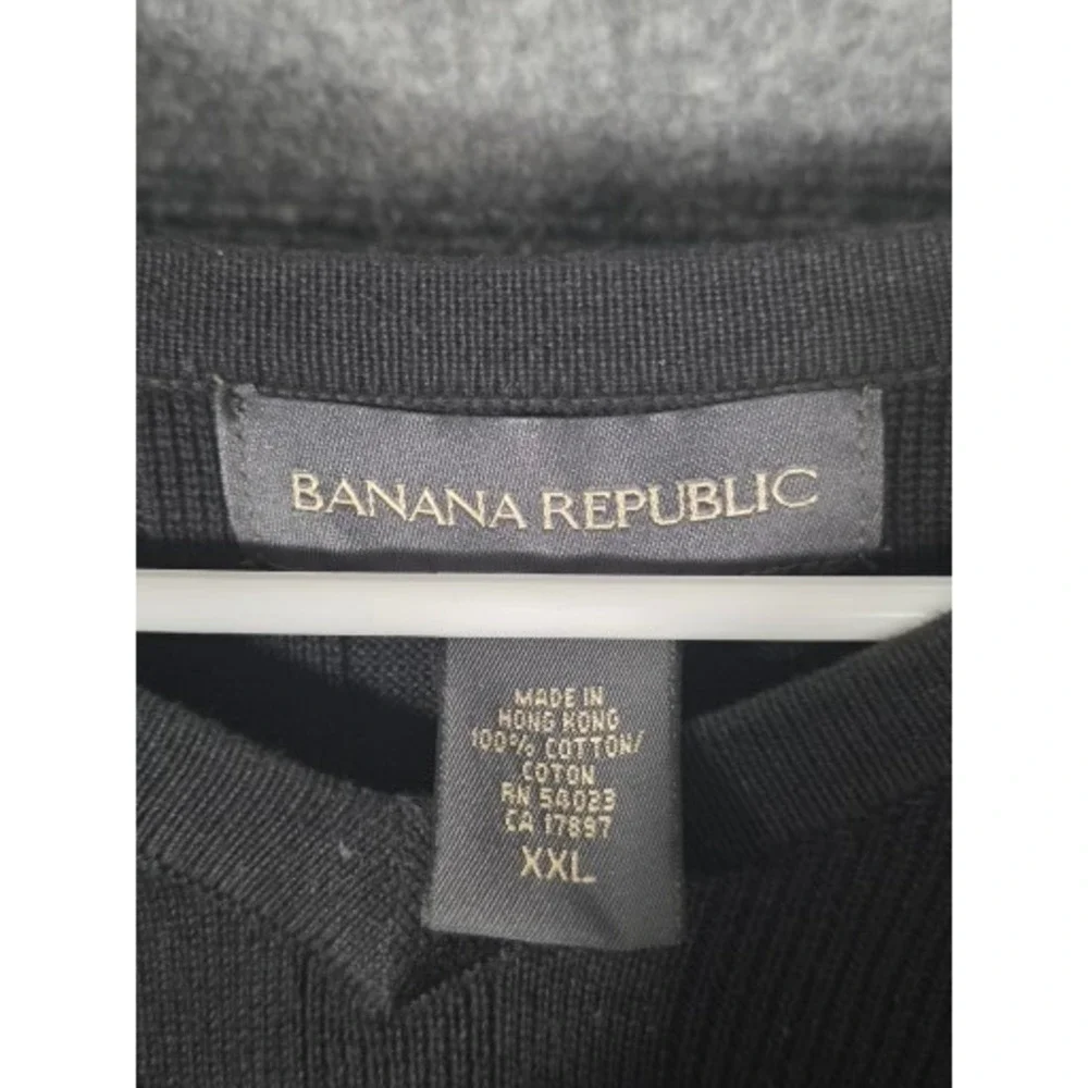 VTG Banana Republic Black V Neck Ribbed Long Sleeve Sweater Mens XXL Cotton Work